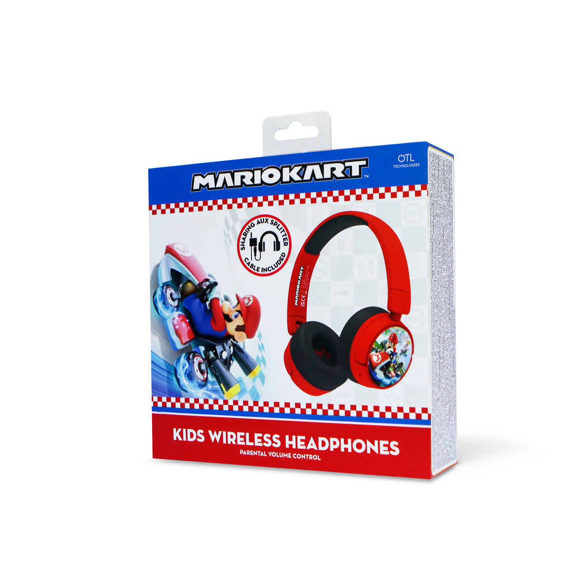 OTL Mario Kart Kids Over-Ear Wireless Headphones - Red | MK0983 from OTL - DID Electrical