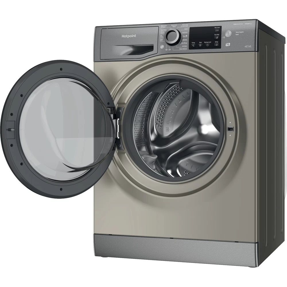 Open Boxed/ Ex-Display - Hotpoint 9KG/6KG 1400 Spin Freestanding Washer Dryer - Graphite | NDB9635GKUK from Hotpoint - DID Electrical