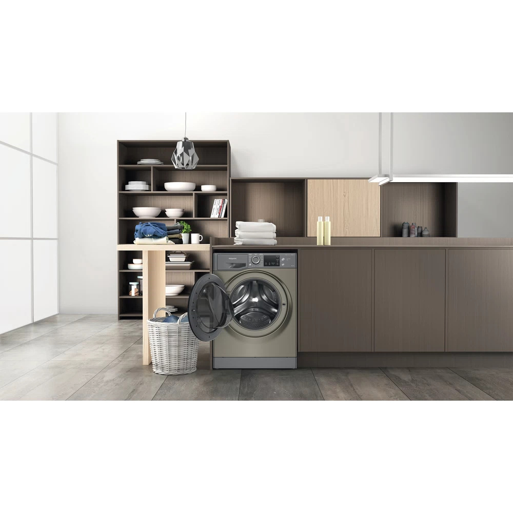Open Boxed/ Ex-Display - Hotpoint 9KG/6KG 1400 Spin Freestanding Washer Dryer - Graphite | NDB9635GKUK from Hotpoint - DID Electrical