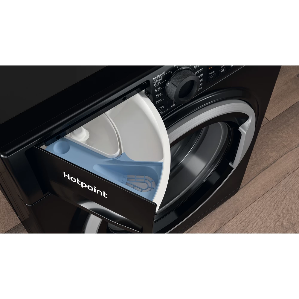 Hotpoint 8KG 1400 Spin Freestanding Front Loading Washing Machine - Black | NSWM845CBSUKN (7670672916668)