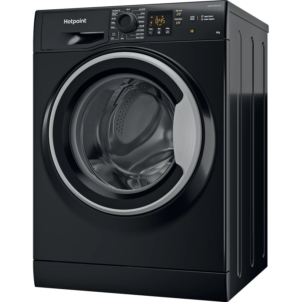Hotpoint 8KG 1400 Spin Freestanding Front Loading Washing Machine - Black | NSWM845CBSUKN (7670672916668)