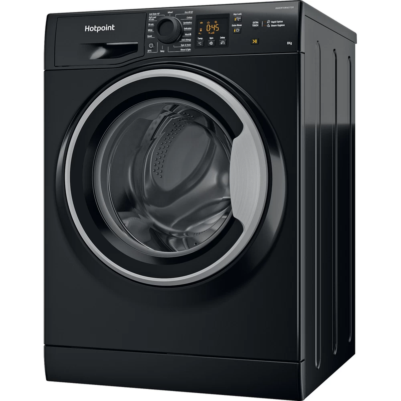 Hotpoint 8KG 1400 Spin Freestanding Front Loading Washing Machine - Black | NSWM845CBSUKN (7670672916668)
