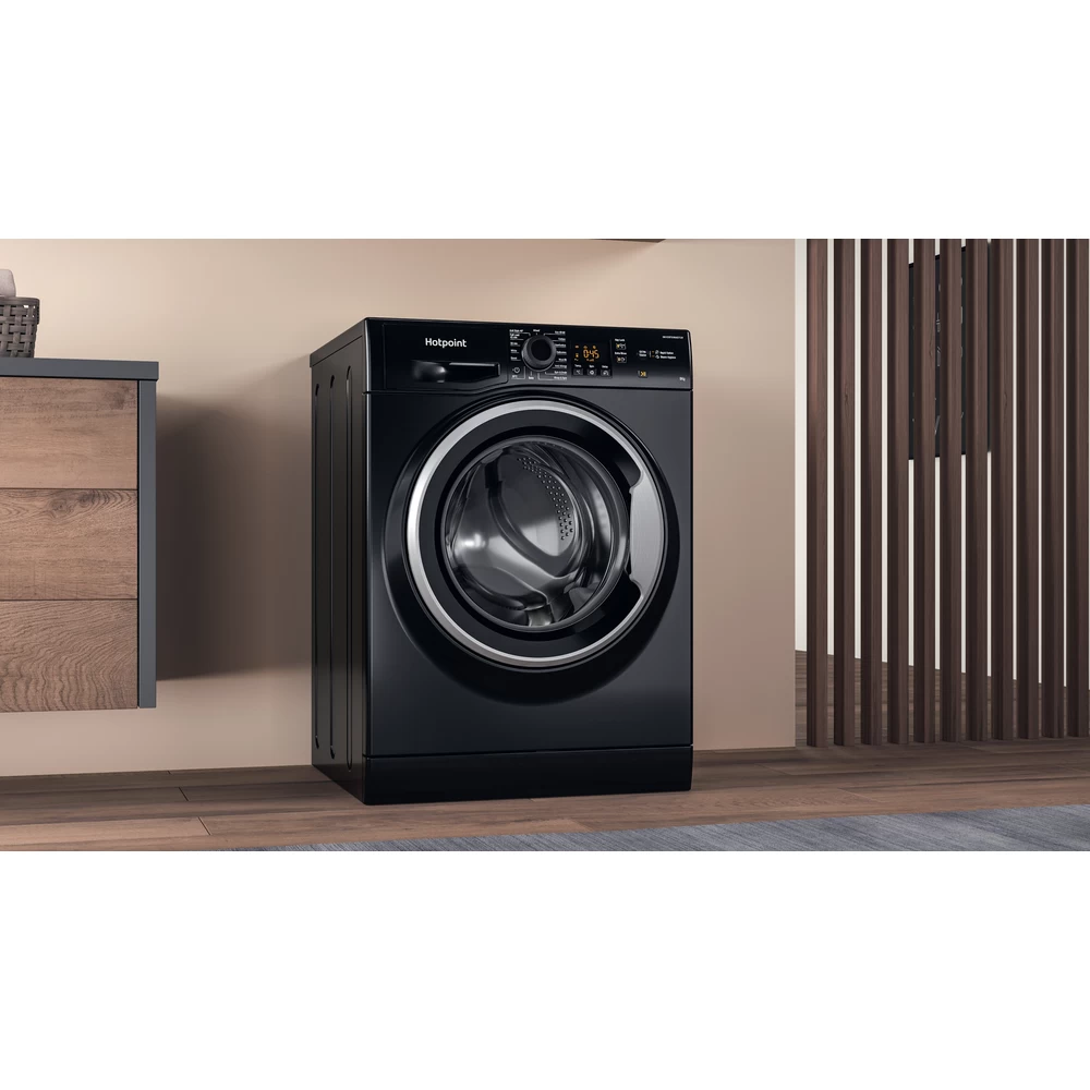 Hotpoint 8KG 1400 Spin Freestanding Front Loading Washing Machine - Black | NSWM845CBSUKN (7670672916668)