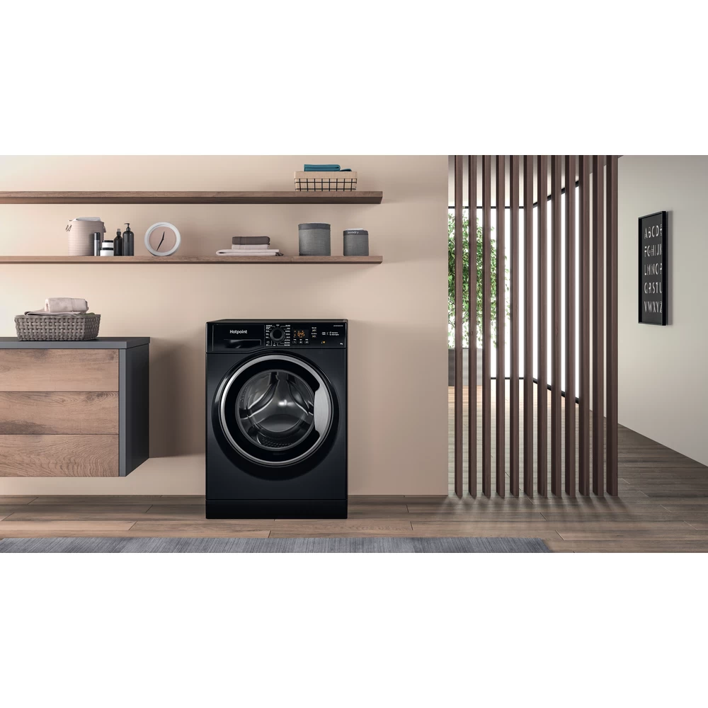 Hotpoint 8KG 1400 Spin Freestanding Front Loading Washing Machine - Black | NSWM845CBSUKN (7670672916668)