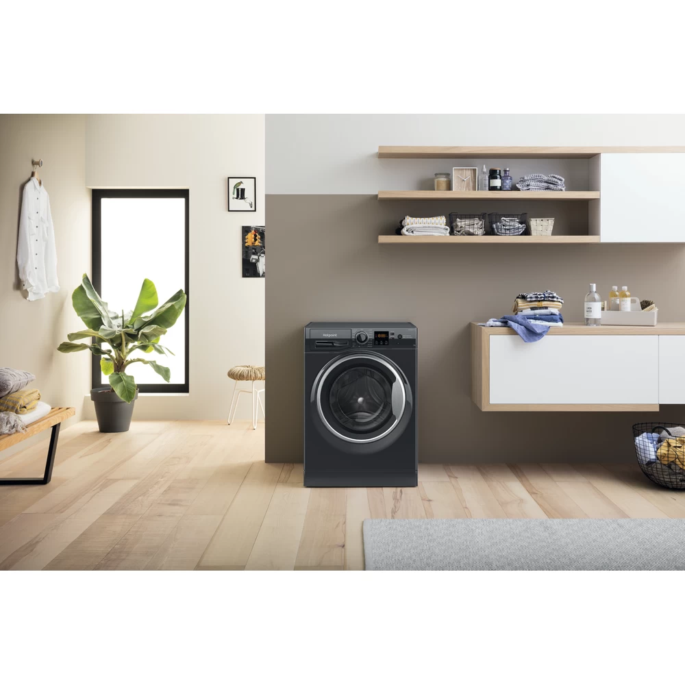 Hotpoint 8KG 1400 Spin Freestanding Front Loading Washing Machine - Black | NSWM845CBSUKN (7670672916668)