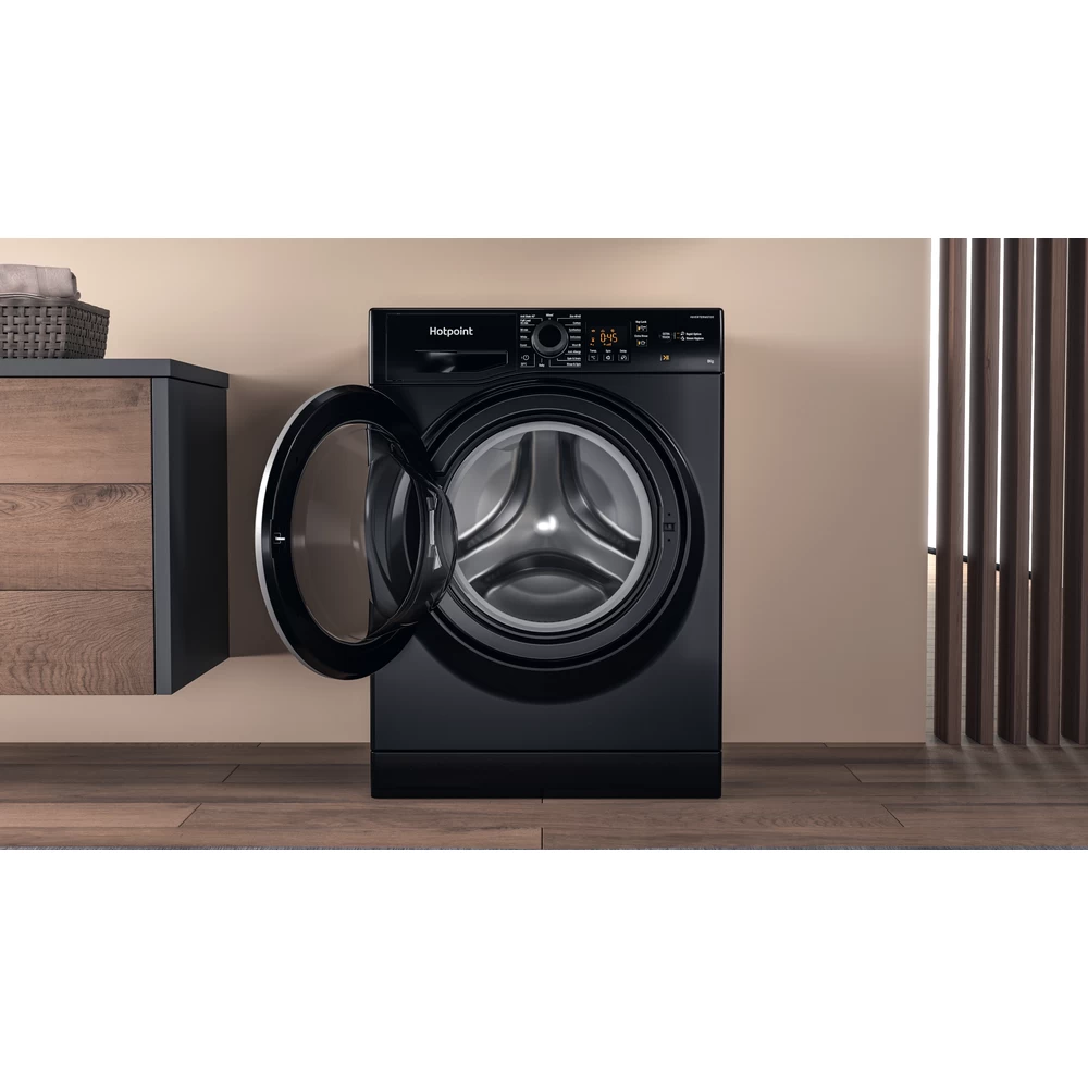 Hotpoint 8KG 1400 Spin Freestanding Front Loading Washing Machine - Black | NSWM845CBSUKN (7670672916668)
