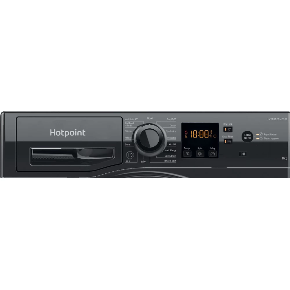 Hotpoint 8KG 1400 Spin Freestanding Front Loading Washing Machine - Black | NSWM845CBSUKN (7670672916668)