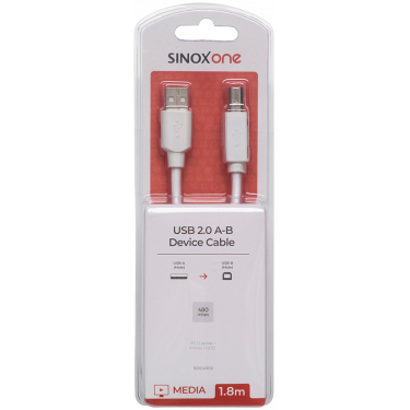 Sinox One 1.8M USB A to USB B Cable - White | OC4002 from Sinox - DID Electrical