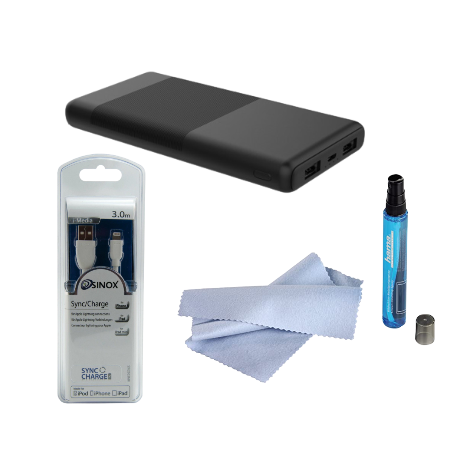 10000mAh Fast Charge Power Bank with Micro USB Cable Bundle - Black | APPHONEB1 (7673735381180)