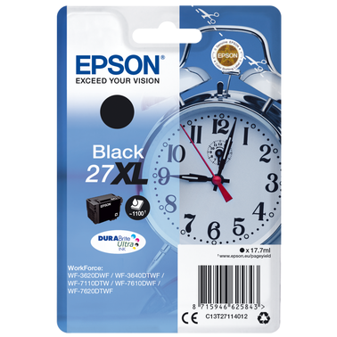 Epson 27XL 17.7ml XL Size Original Ink Cartridge - Black | SEPS1146 (7553498087612)