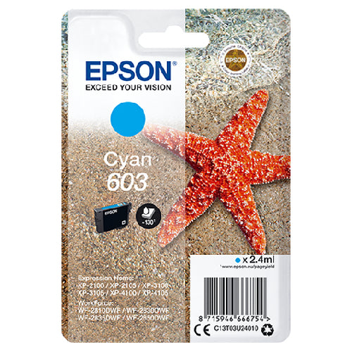 Epson 603 2.4ml Original Ink Cartridge - Cyan | SEPS1458 (7549524934844)