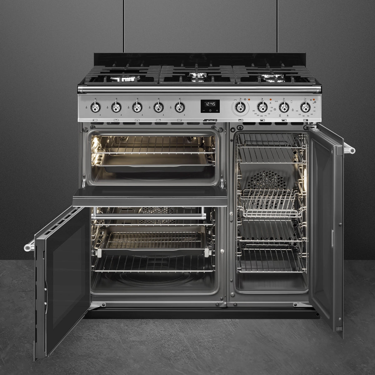 Smeg Symphony 90CM Freestanding Dual Fuel Range Cooker - Stainless Steel | SY93-1 (7552299565244)