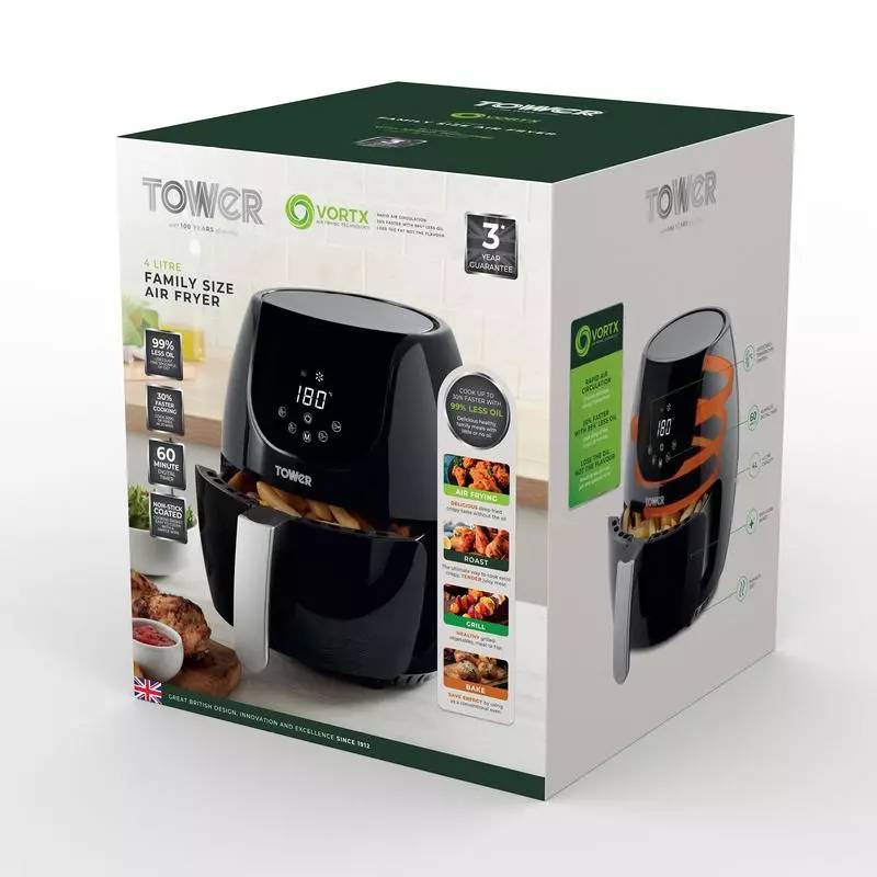 Tower 4L 1400W Digital Air Fryer Black DID Electrical