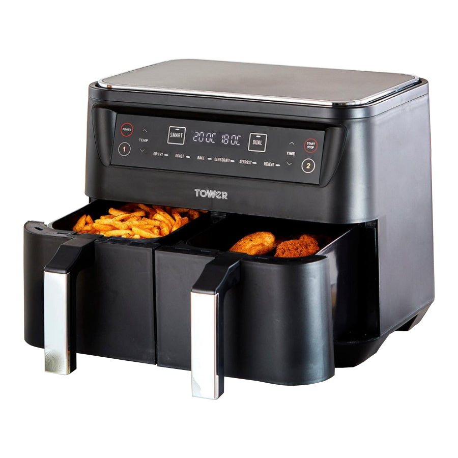 Tower Vortx 2400W 8L Dual Basket Air Fryer - Black | T17097 from Tower - DID Electrical