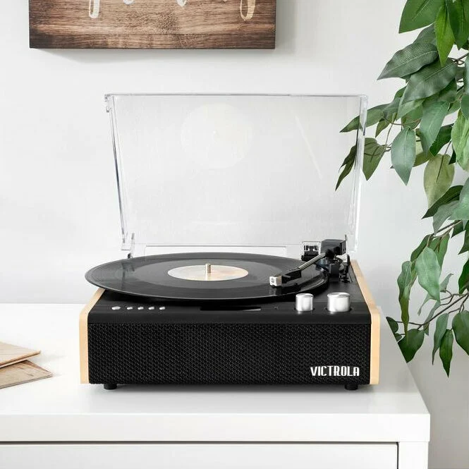 Victrola Eastwood Portable Dual Bluetooth Turntable - Bamboo &amp; Black | VTA-72-BAM-EU (7673033261244)