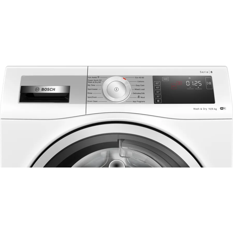 Bosch Serie 8 10KG/6KG 1400 Spin Freestanding Washer Dryer - White | WDU8H541GB from Bosch - DID Electrical