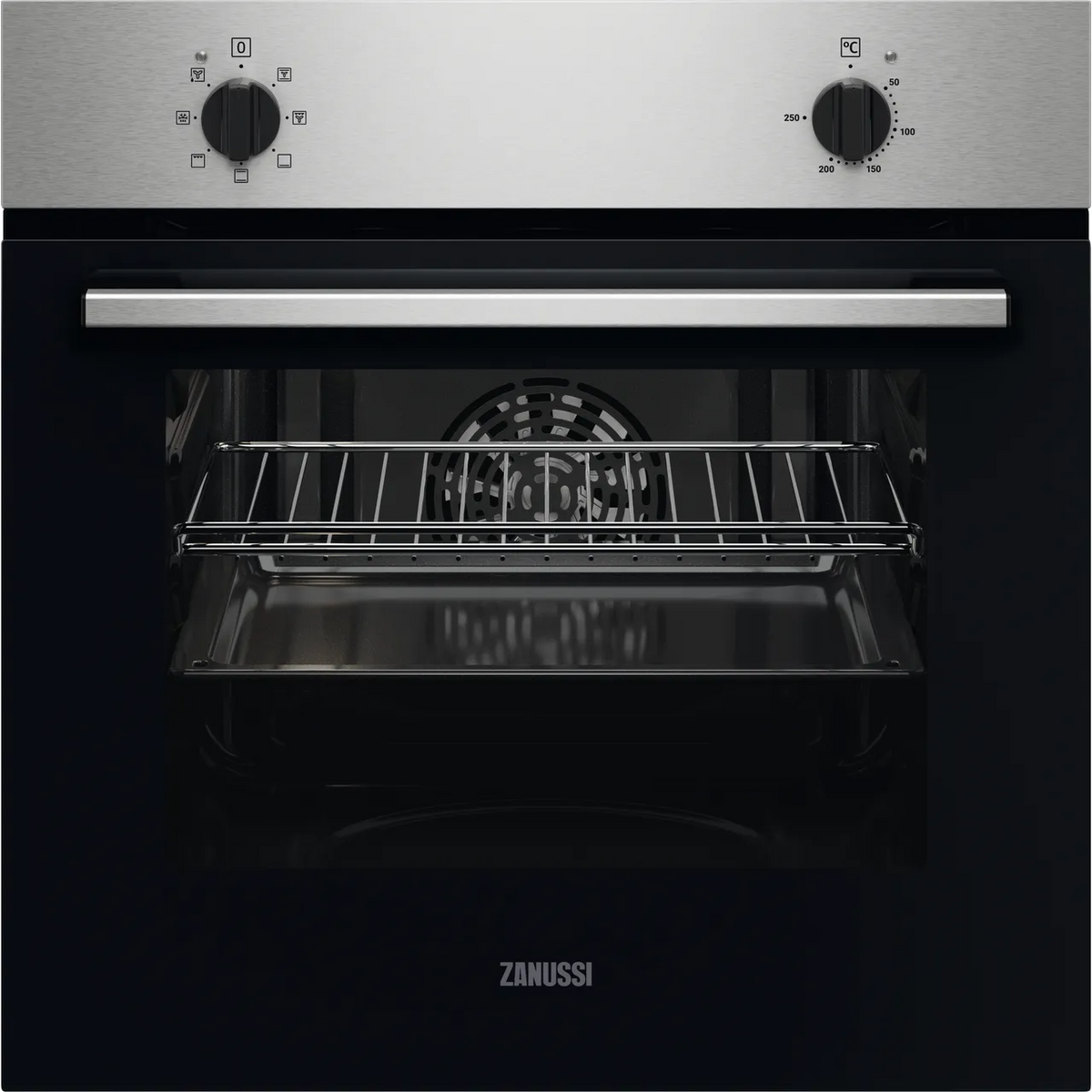 Zanussi 58L Built-In Electric Single Oven &amp; Ceramic Hob Package - Stainless Steel/Black | ZOHNC0X2 (7585366081724)