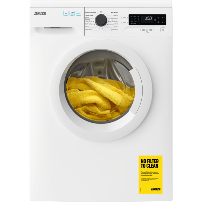 Zanussi 8KG 1200 Spin Freestanding Front Loader Washing Machine - White | ZWF824B3PW from Zanussi - DID Electrical