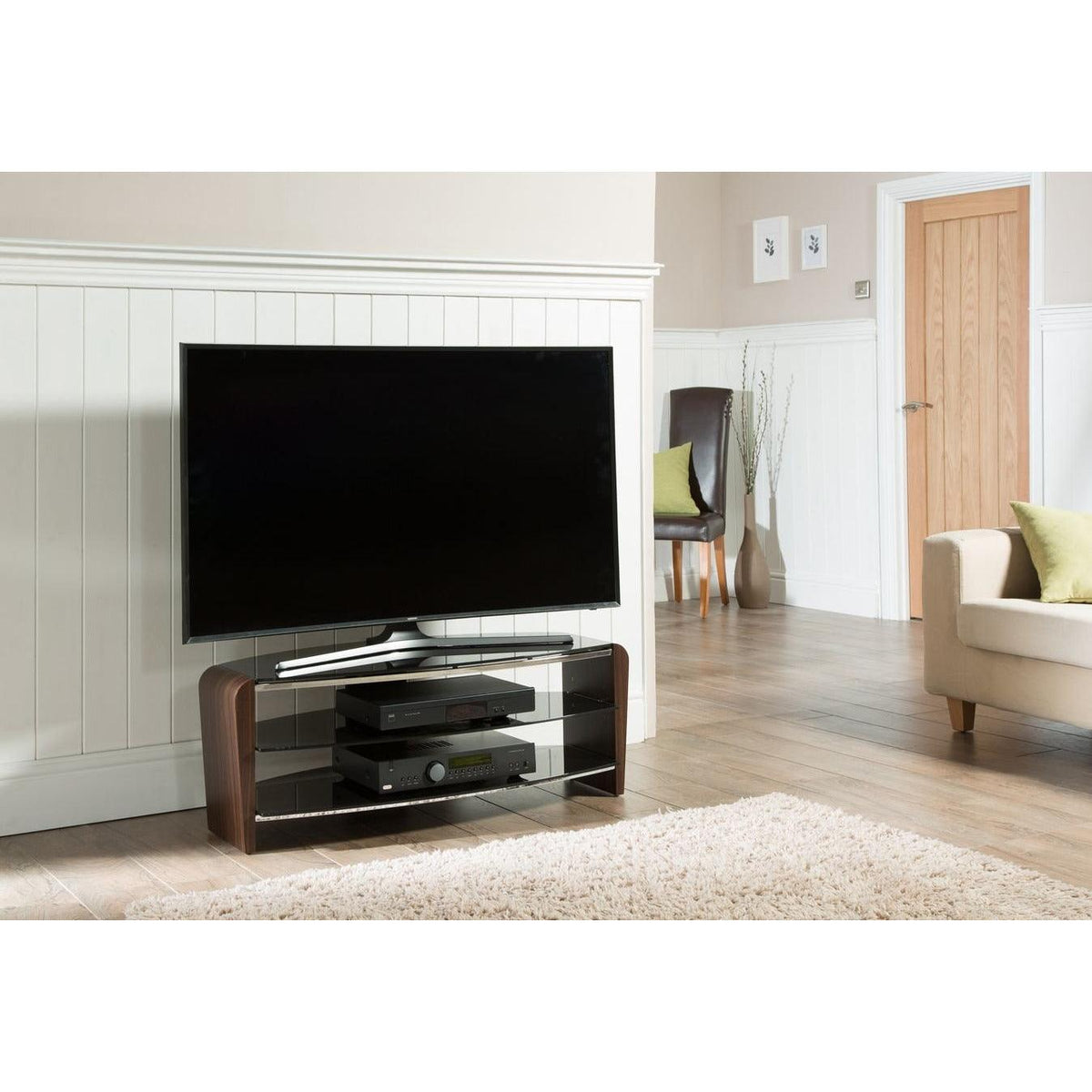 Alphason Francium 1100mm TV Stand for Up To 50&quot; Screen TV - Back &amp; Walnut | FRN1100/3-W1 from DID Electrical - guaranteed Irish, guaranteed quality service. (6890782326972)