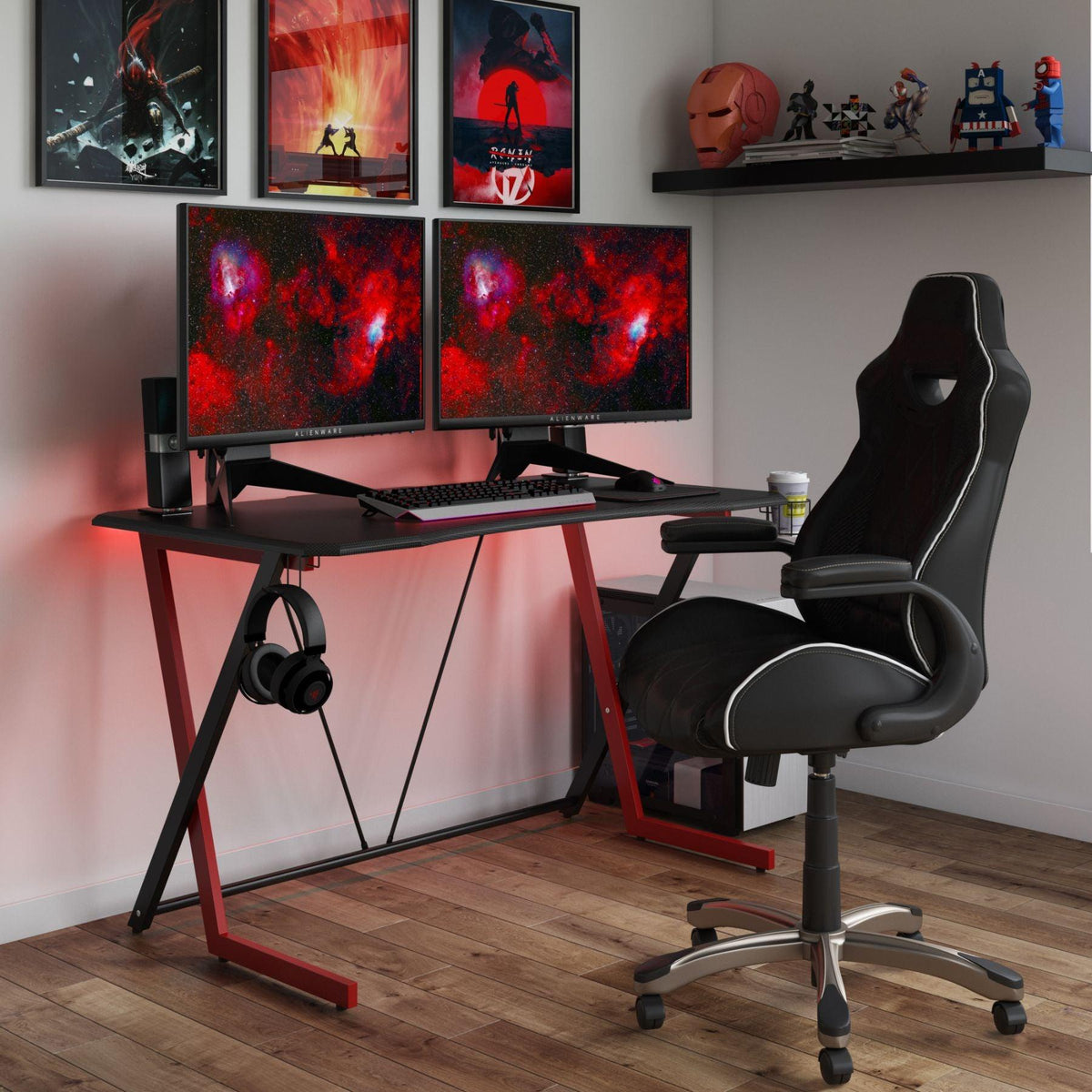 Alphason Phantom Gaming Desk - Black &amp; Red | AW9200 from DID Electrical - guaranteed Irish, guaranteed quality service. (6977587904700)