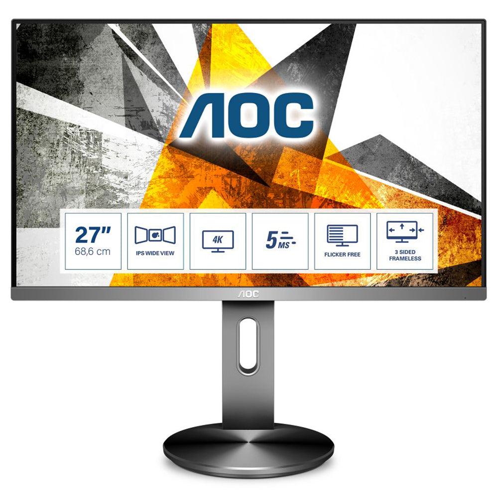 AOC 90 Series 27” 4K UHD LCD Monitor - Grey | U2790PQU from DID Electrical - guaranteed Irish, guaranteed quality service. (6977640497340)