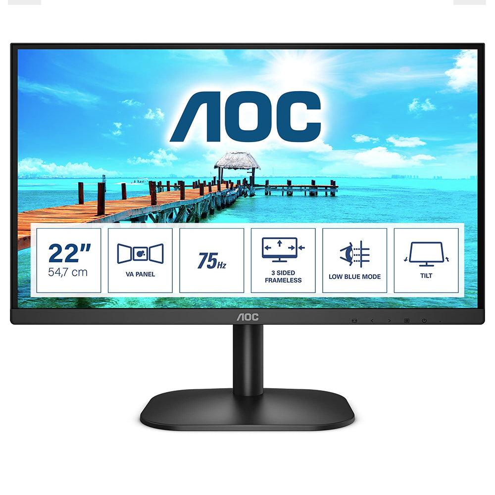 AOC B2 Series 21.5” Full HD LCD Monitor - Black | 22B2H/EU from DID Electrical - guaranteed Irish, guaranteed quality service. (6977637974204)