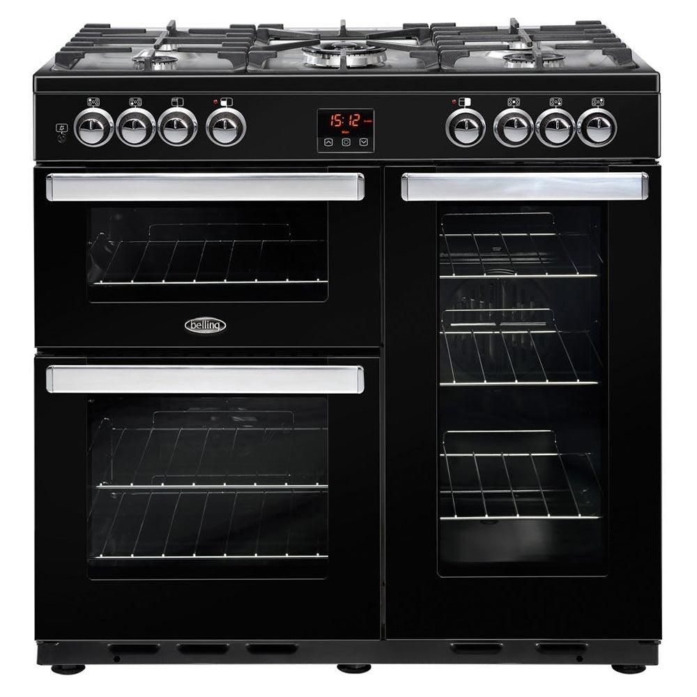 Belling Cookcentre 90cm Dual Fuel Range Cooker - Black | 90DFTBLK from DID Electrical - guaranteed Irish, guaranteed quality service. (6890758144188)