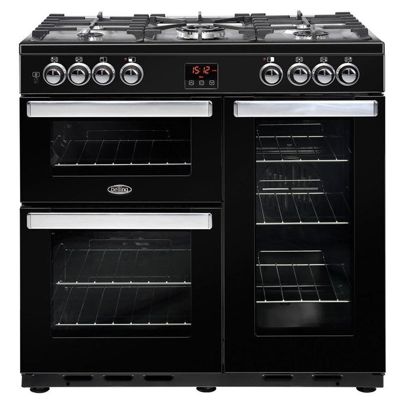 Belling Cookcentre 90cm Dual Fuel Range Cooker - Black | 90DFTBLK from DID Electrical - guaranteed Irish, guaranteed quality service. (6890758144188)