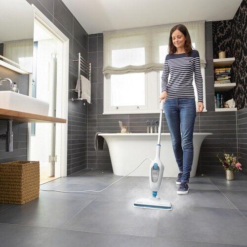 Black + Decor 1300W 5 in 1 Steam Mop - White &amp; Aqua | FSMH13E5-GB from DID Electrical - guaranteed Irish, guaranteed quality service. (6890860314812)