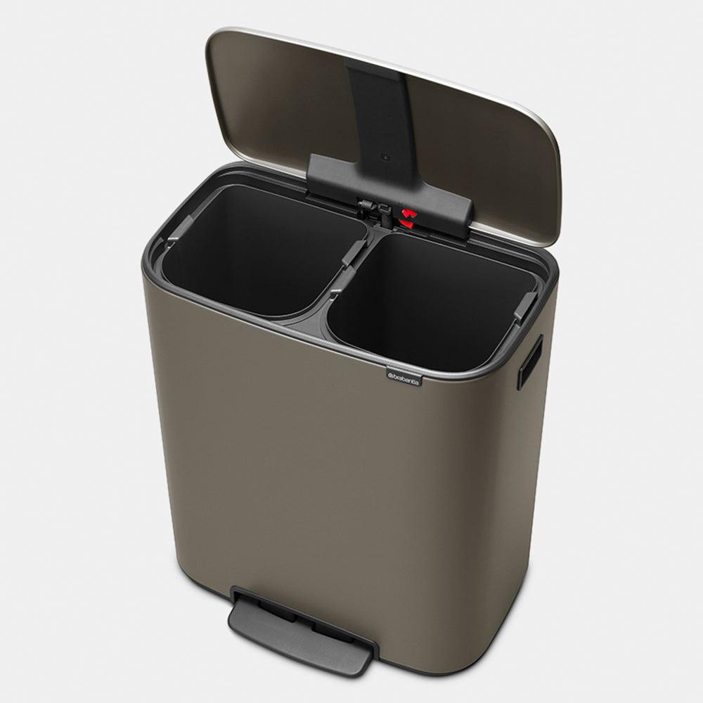 Brabantia 34L 2 Compartment Bo Pedal Bin - Platinum | 121203 from DID Electrical - guaranteed Irish, guaranteed quality service. (6977525612732)