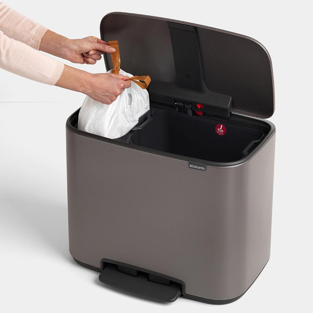 Brabantia 34L 2 Compartment Bo Pedal Bin - Platinum | 121203 from DID Electrical - guaranteed Irish, guaranteed quality service. (6977525612732)