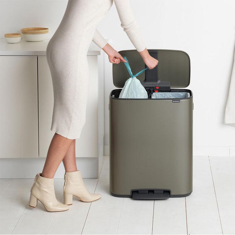 Brabantia 60L 2 Compartment Bo Pedal Bin - Platinum | 211546 from DID Electrical - guaranteed Irish, guaranteed quality service. (6977525448892)