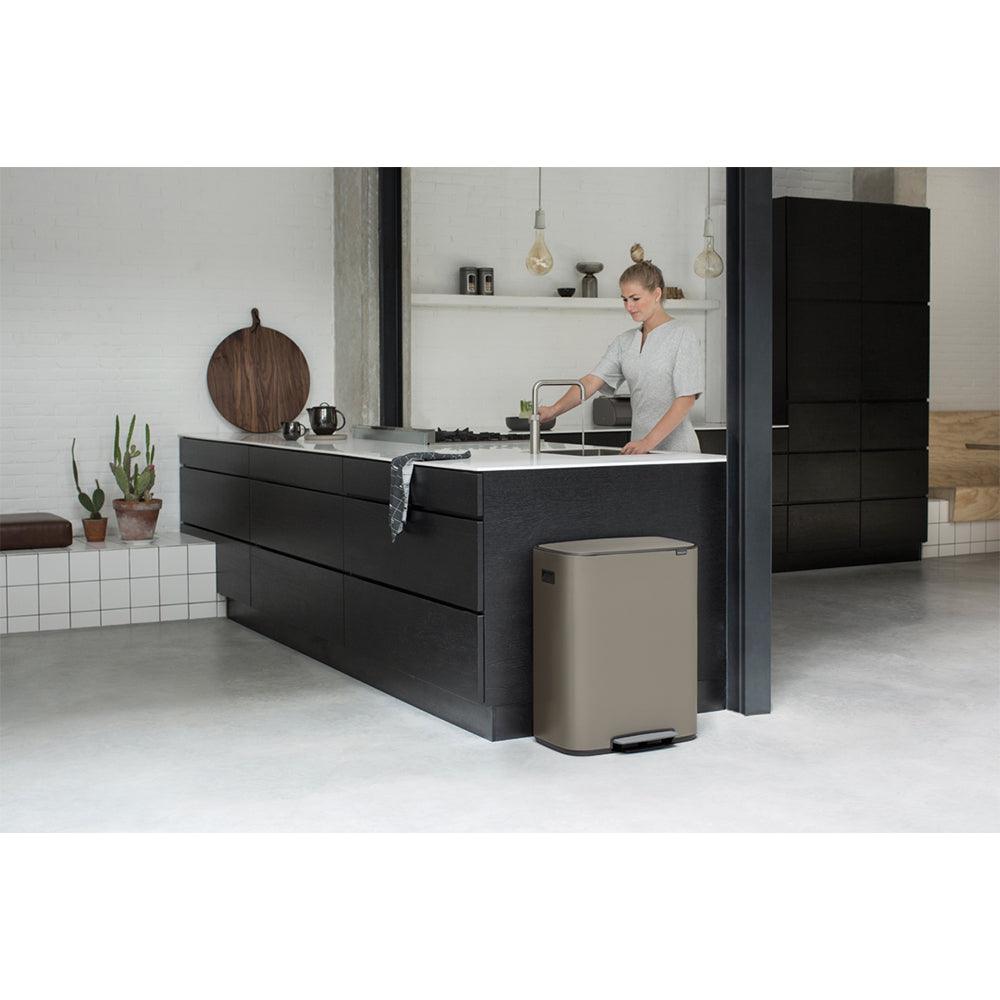 Brabantia 60L 2 Compartment Bo Pedal Bin - Platinum | 211546 from DID Electrical - guaranteed Irish, guaranteed quality service. (6977525448892)