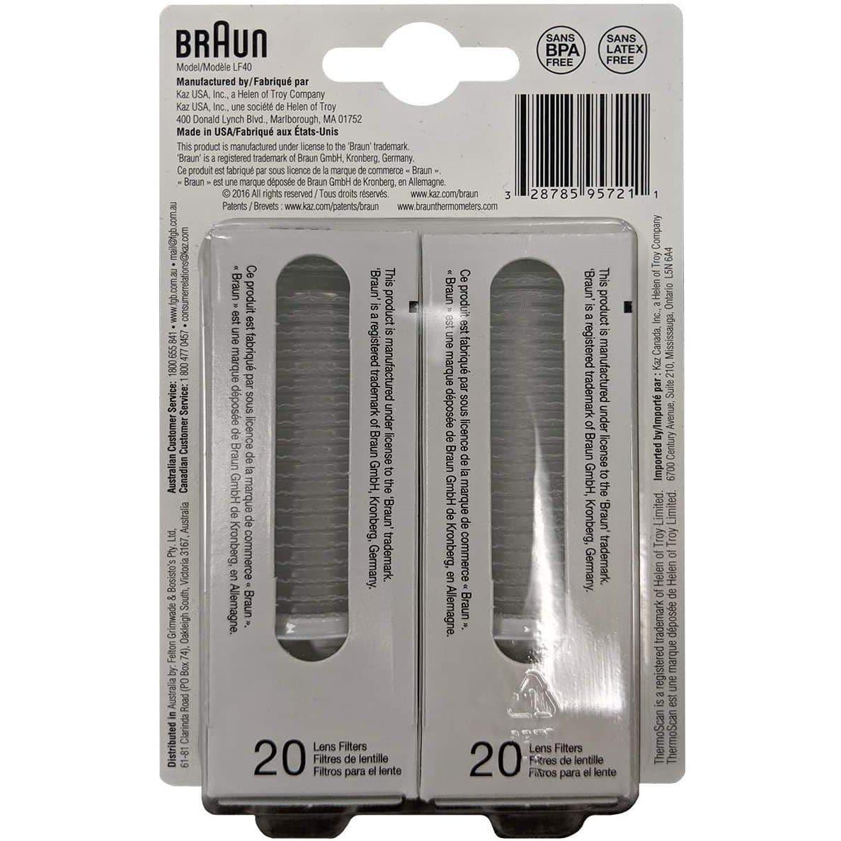 Braun LF40 ThermoScan Lens Filter Refills for Ear Thermometers - Pack of 40 | 12-C (7492931584188)