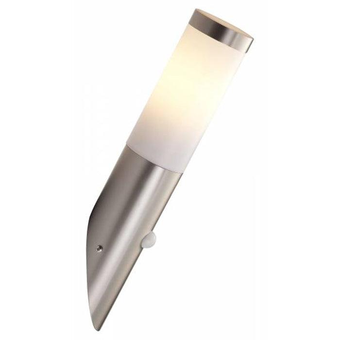 Brilliant 1 Light 20W Chorus Wall Torch with Motion Detector - Stainless Steel | 43697/82 from DID Electrical - guaranteed Irish, guaranteed quality service. (6977599570108)