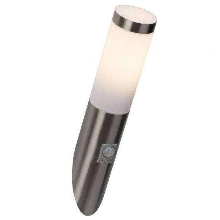 Brilliant 1 Light 20W Chorus Wall Torch with Motion Detector - Stainless Steel | 43697/82 from DID Electrical - guaranteed Irish, guaranteed quality service. (6977599570108)