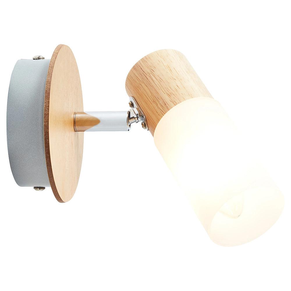 Brilliant 1 Light 3.5W Babsan Wall Spotlight - Wood Light &amp; White | 51410/50 from DID Electrical - guaranteed Irish, guaranteed quality service. (6977595670716)