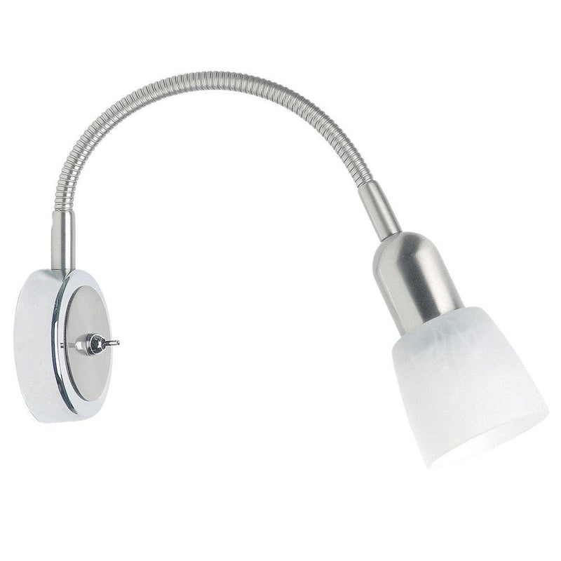 Brilliant 1 Light 40W Sofia Flexarm Wall Spotlight - Chrome & White | 55390/77 from DID Electrical - guaranteed Irish, guaranteed quality service. (6977599406268)