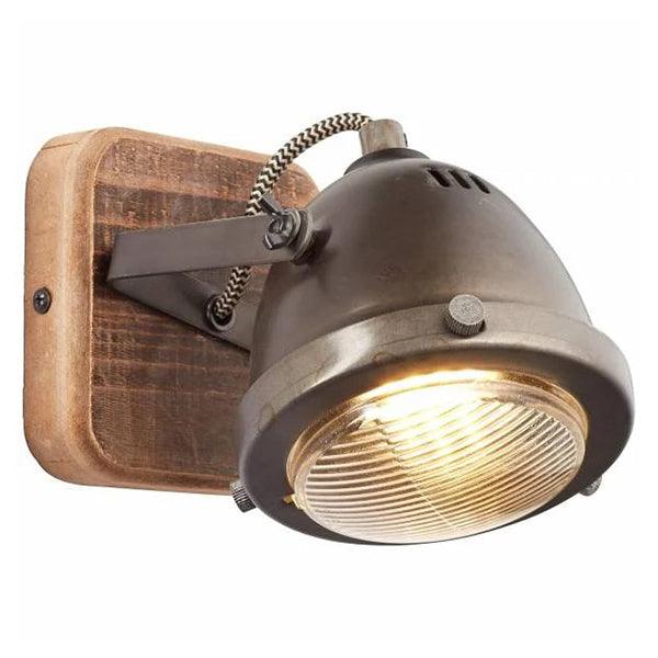 Brilliant 1 Light 5W Carmen Wood Spotlight - Burned Steel & Wood | 72010/84 from DID Electrical - guaranteed Irish, guaranteed quality service. (6977594982588)