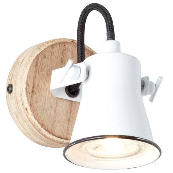 Brilliant 1 Light 5W Seed Wall Spotlight - White & Wood Light | 82210/05 from DID Electrical - guaranteed Irish, guaranteed quality service. (6977601372348)