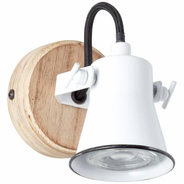 Brilliant 1 Light 5W Seed Wall Spotlight - White &amp; Wood Light | 82210/05 from DID Electrical - guaranteed Irish, guaranteed quality service. (6977601372348)