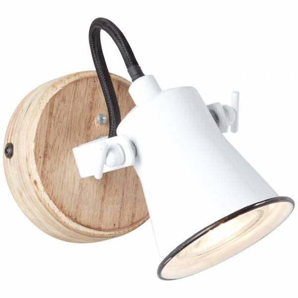 Brilliant 1 Light 5W Seed Wall Spotlight - White &amp; Wood Light | 82210/05 from DID Electrical - guaranteed Irish, guaranteed quality service. (6977601372348)