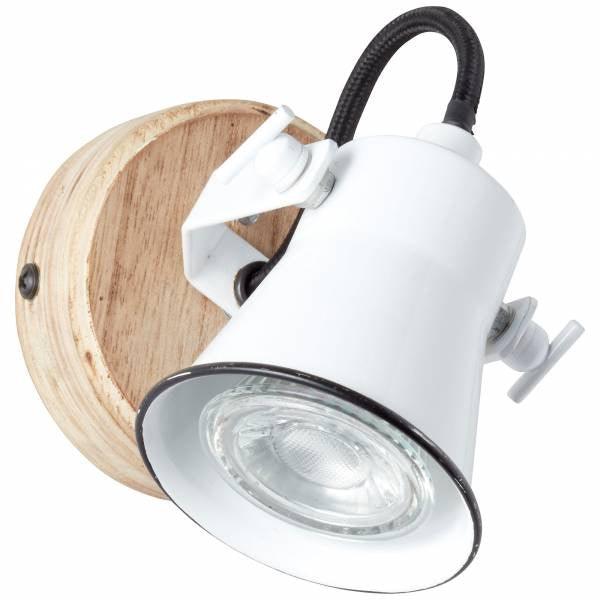 Brilliant 1 Light 5W Seed Wall Spotlight - White &amp; Wood Light | 82210/05 from DID Electrical - guaranteed Irish, guaranteed quality service. (6977601372348)