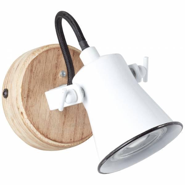 Brilliant 1 Light 5W Seed Wall Spotlight - White &amp; Wood Light | 82210/05 from DID Electrical - guaranteed Irish, guaranteed quality service. (6977601372348)