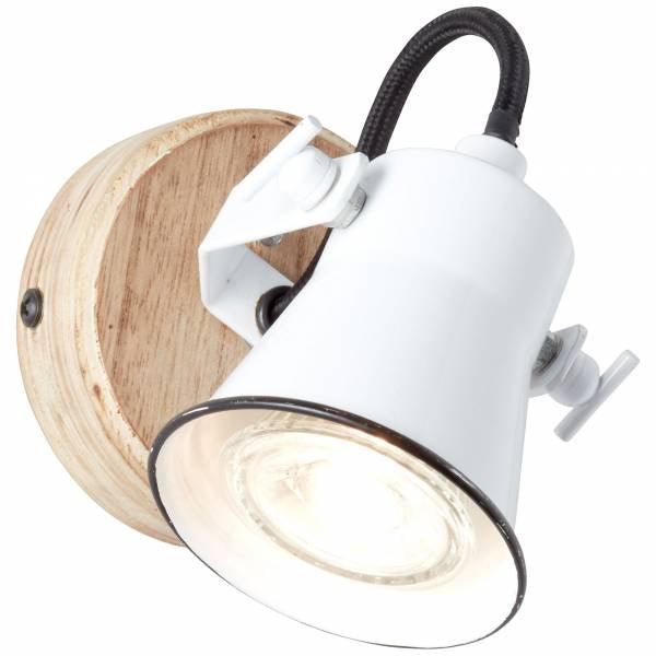 Brilliant 1 Light 5W Seed Wall Spotlight - White &amp; Wood Light | 82210/05 from DID Electrical - guaranteed Irish, guaranteed quality service. (6977601372348)