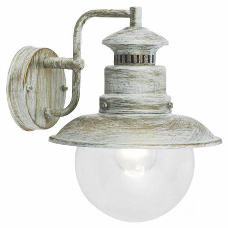 Brilliant 1 Light 60W Artu Outdoor Wall Light - White &amp; Golden | 96128/30 from DID Electrical - guaranteed Irish, guaranteed quality service. (6977606910140)