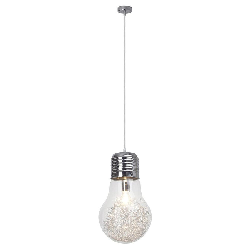 Brilliant 1 Light 60W Bulb Pendant Light - Chrome & Transparent | 93429/15 from DID Electrical - guaranteed Irish, guaranteed quality service. (6977605370044)