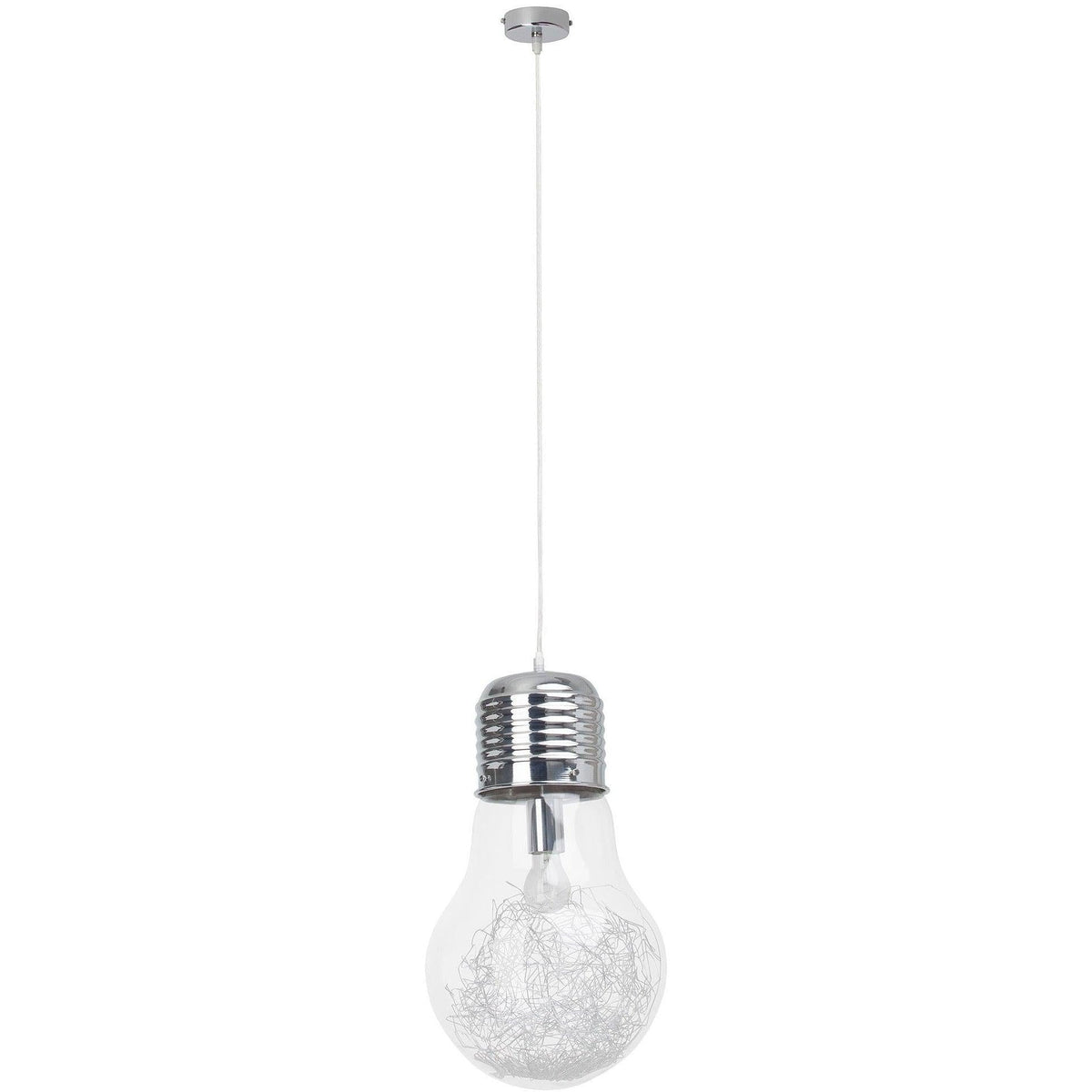 Brilliant 1 Light 60W Bulb Pendant Light - Chrome &amp; Transparent | 93429/15 from DID Electrical - guaranteed Irish, guaranteed quality service. (6977605370044)