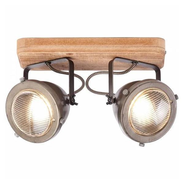 Brilliant 2 Light 10W Carmen Wood Spotlight - Burned Steel & Wood | 72029/84 from DID Electrical - guaranteed Irish, guaranteed quality service. (6977594523836)