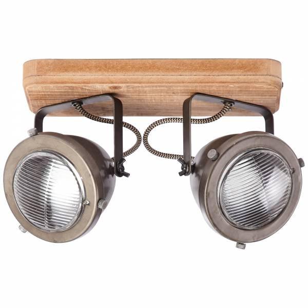 Brilliant 2 Light 10W Carmen Wood Spotlight - Burned Steel &amp; Wood | 72029/84 from DID Electrical - guaranteed Irish, guaranteed quality service. (6977594523836)